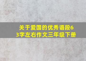 关于爱国的优秀语段63字左右作文三年级下册