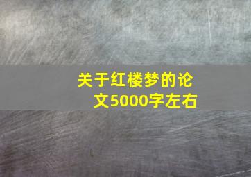 关于红楼梦的论文5000字左右