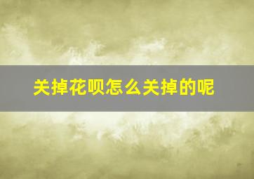 关掉花呗怎么关掉的呢