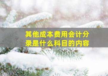 其他成本费用会计分录是什么科目的内容