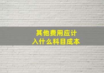 其他费用应计入什么科目成本