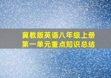 冀教版英语八年级上册第一单元重点知识总结