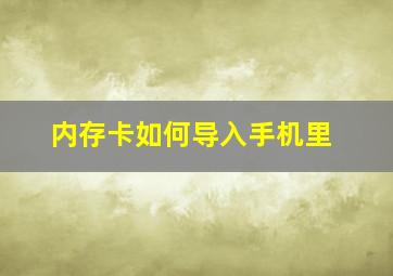 内存卡如何导入手机里