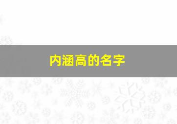 内涵高的名字