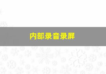 内部录音录屏