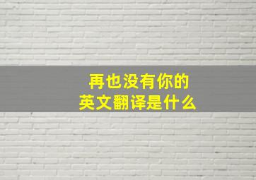 再也没有你的英文翻译是什么