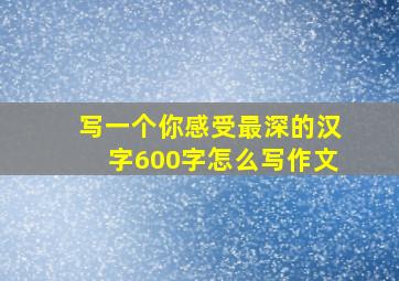 写一个你感受最深的汉字600字怎么写作文