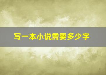 写一本小说需要多少字