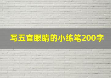 写五官眼睛的小练笔200字