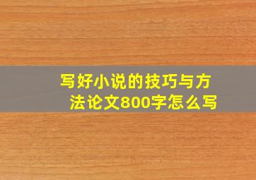 写好小说的技巧与方法论文800字怎么写