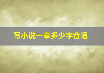 写小说一章多少字合适