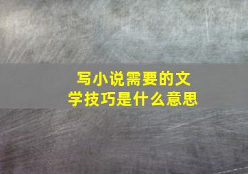 写小说需要的文学技巧是什么意思