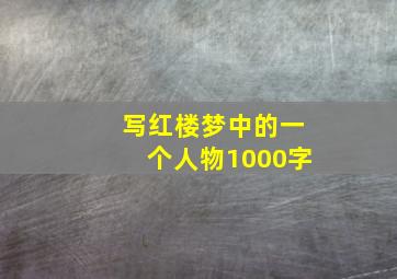 写红楼梦中的一个人物1000字