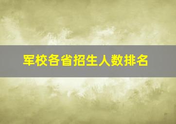 军校各省招生人数排名