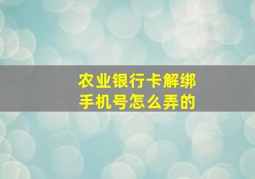 农业银行卡解绑手机号怎么弄的