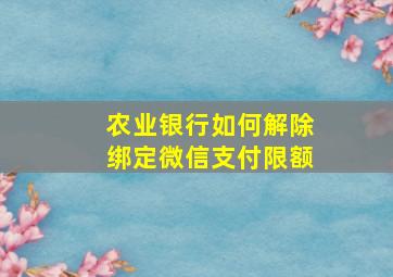 农业银行如何解除绑定微信支付限额