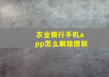 农业银行手机app怎么解除限额