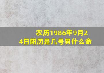 农历1986年9月24日阳历是几号男什么命