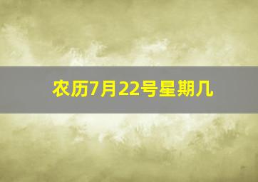 农历7月22号星期几