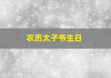 农历太子爷生日