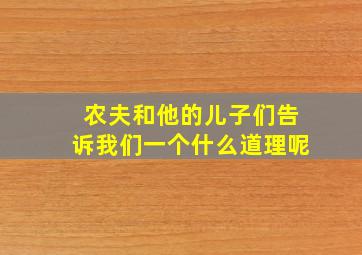 农夫和他的儿子们告诉我们一个什么道理呢