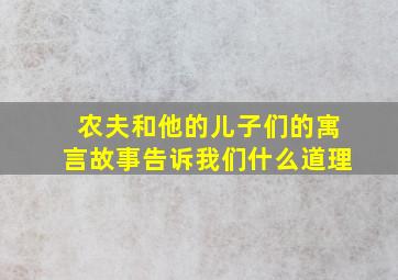 农夫和他的儿子们的寓言故事告诉我们什么道理