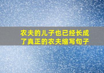 农夫的儿子也已经长成了真正的农夫缩写句子