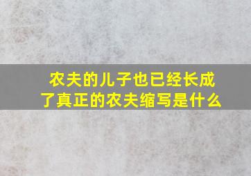 农夫的儿子也已经长成了真正的农夫缩写是什么