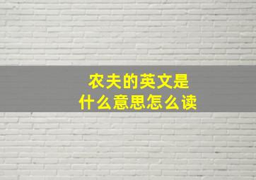 农夫的英文是什么意思怎么读