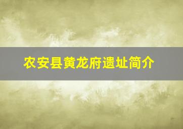 农安县黄龙府遗址简介