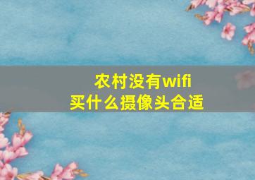 农村没有wifi买什么摄像头合适