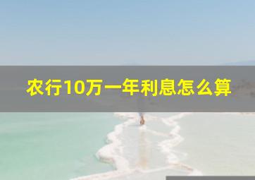 农行10万一年利息怎么算