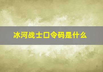 冰河战士口令码是什么