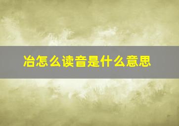 冶怎么读音是什么意思