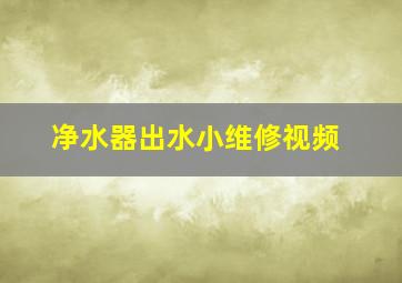 净水器出水小维修视频