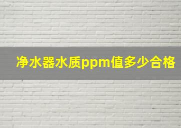 净水器水质ppm值多少合格