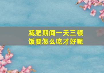 减肥期间一天三顿饭要怎么吃才好呢