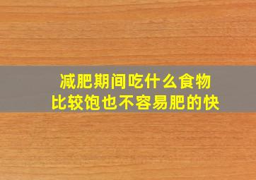 减肥期间吃什么食物比较饱也不容易肥的快