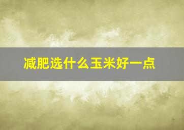 减肥选什么玉米好一点