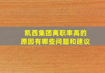 凯西集团离职率高的原因有哪些问题和建议