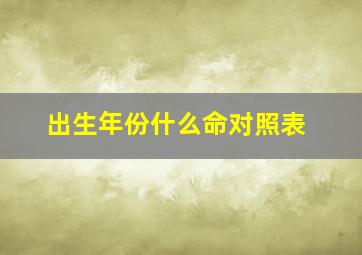 出生年份什么命对照表