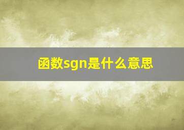 函数sgn是什么意思