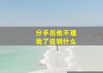 分手后他不理我了说明什么