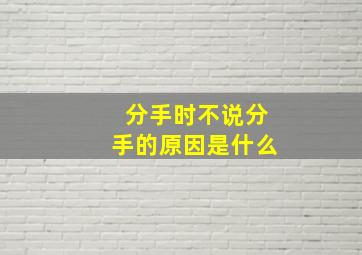 分手时不说分手的原因是什么