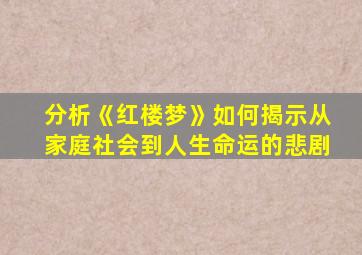 分析《红楼梦》如何揭示从家庭社会到人生命运的悲剧