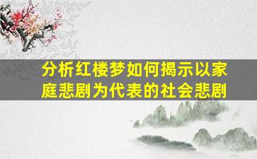 分析红楼梦如何揭示以家庭悲剧为代表的社会悲剧