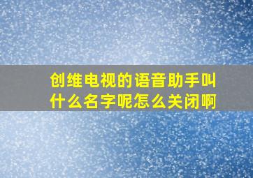 创维电视的语音助手叫什么名字呢怎么关闭啊