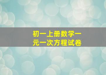 初一上册数学一元一次方程试卷