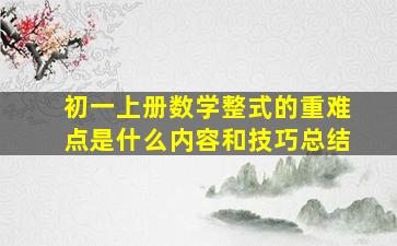 初一上册数学整式的重难点是什么内容和技巧总结