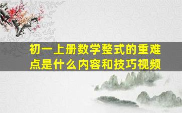 初一上册数学整式的重难点是什么内容和技巧视频